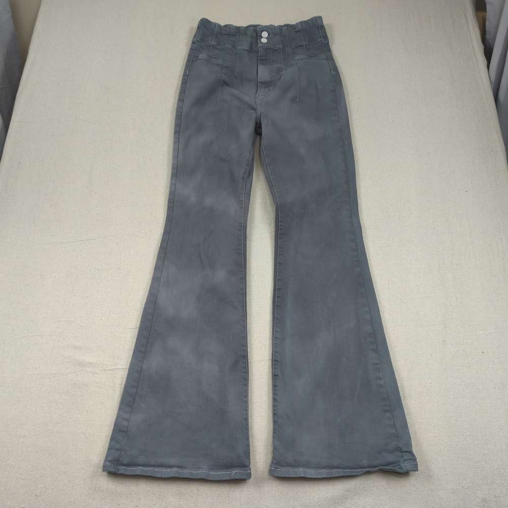 Free People Jeans Womens 31 Gray Jayde Flare Hippie Boho High Rise